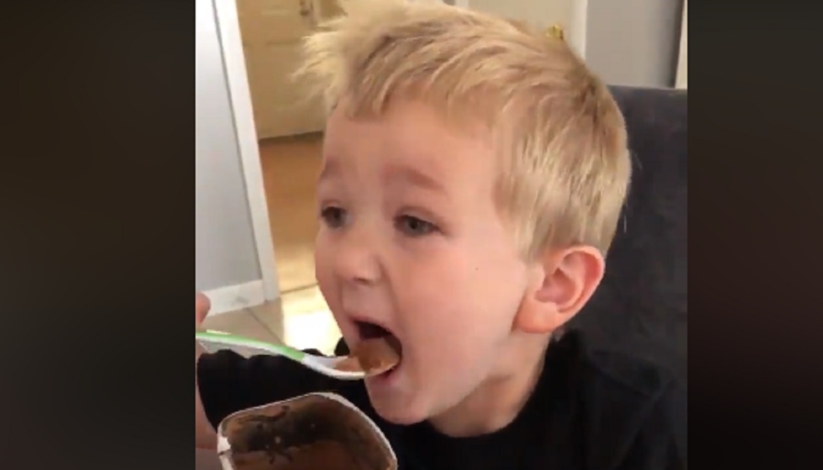 La raction de ce jeune garon lorsqu'il mange ce qu'il pense tre de la glace au chocolat est compltement hilarante!