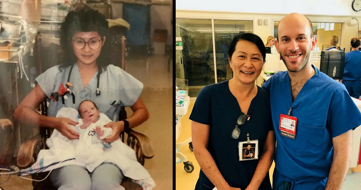 Une infirmière retrouve un bébé prématuré dont elle a pris soin alors qu'il est maintenant son collègue